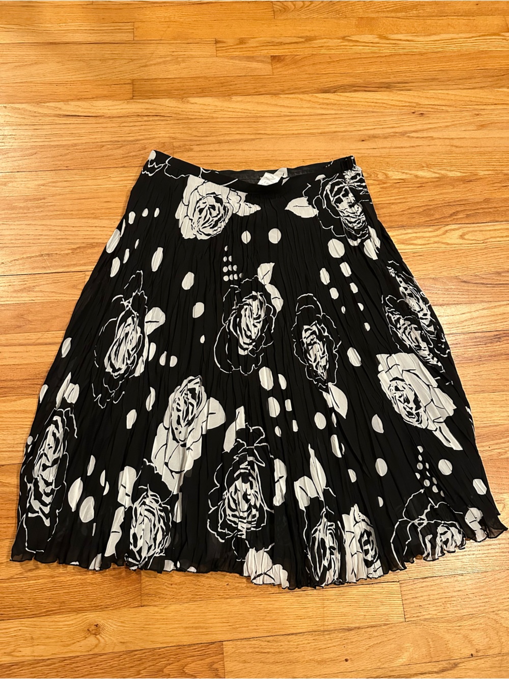 Black & White Floral Midi Skirt -